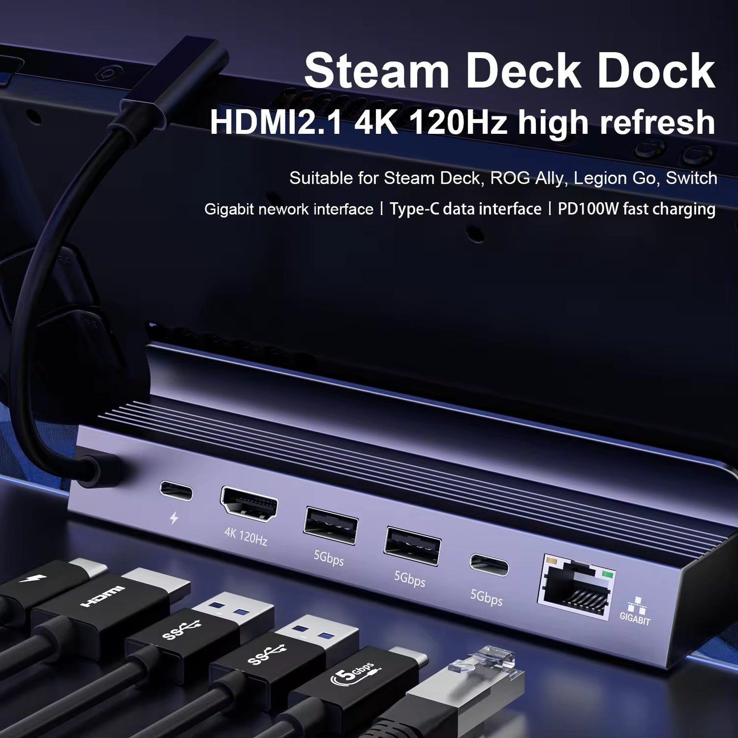 4K 120Hz 6-in-1-Dockingstation für Steam Deck / Rog Ally / Lenovo Legion / iPad