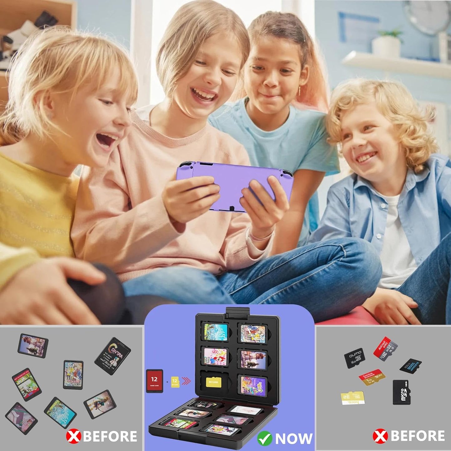 Spielkartenetui Case Fragezeichen für Nintendo Switch 12 Spielkarten & Micro SD - Game-Kiosk