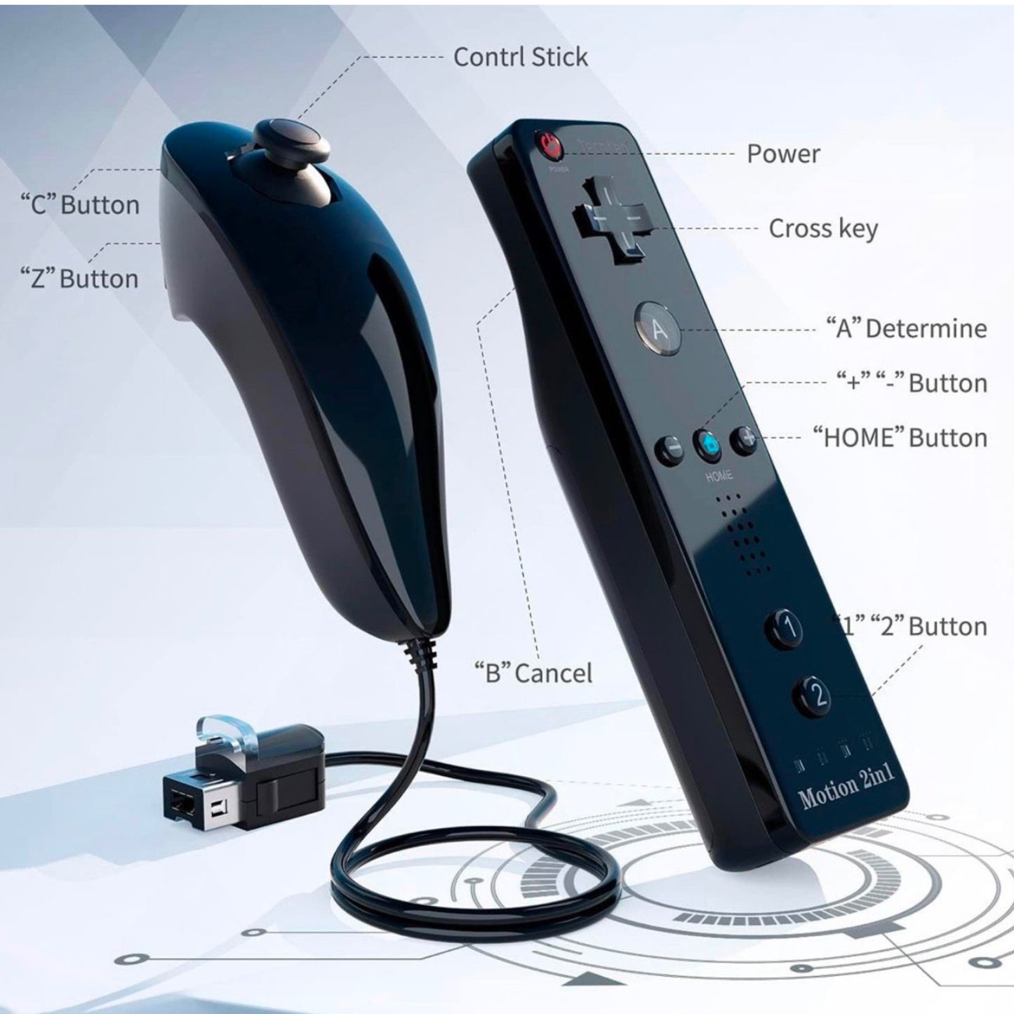 Controller für Nintendo Wii/U Konsole mit Motion Plus & Nunchuck Set - Game-Kiosk