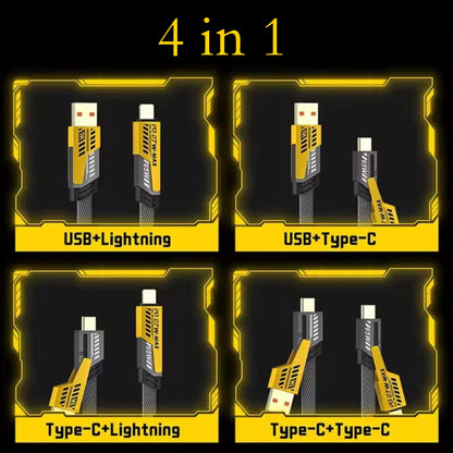4-in-1 Flachdraht Ladekabel mit Schnellladung (65W) - Game-Kiosk