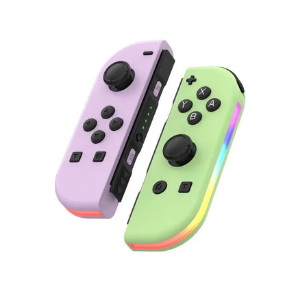 Joypad (L/R) kompatibel mit Switch, Gamepad Controller mit LED/Turbo/Wake-up/Screenshot/Bewegungssteuerung - Rosa/Grün