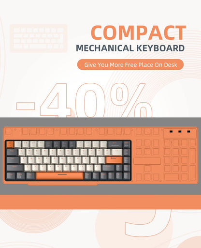 K68 Kabellose Mechanische Gaming-Tastatur, Dual-Mode 2.4 GHz Wireless/Bluetooth 5.0, 60% Prozent Tastatur Hot-Swap-fähig Roter mit 2-in-1-Empfänger für PC/Mac/Smartphone