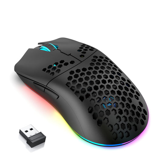 T66 PC Gaming Maus, BT/2.4G Wireless/Wired, Leicht, Macro Program, RGB Light, 650mAh Akku, 3600 DPI
