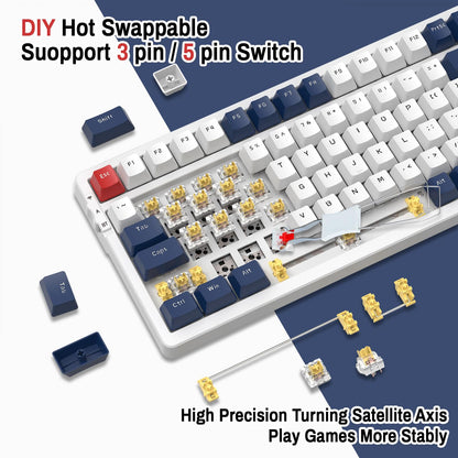 ATTACK SHARK K98 100-Tasten Hot-Swappable Mechanische Gaming-Tastatur, Bluetooth/2.4G Wireless/ Wired USB-C, 3000mAh Akku, RGB, Programmierbar Windows/PC/Mac