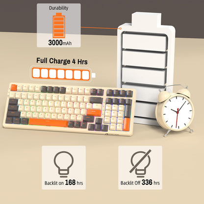 ATTACK SHARK K98 100-Tasten Hot-Swappable Mechanische Gaming-Tastatur, Bluetooth/2.4G Wireless/ Wired USB-C, 3000mAh Akku, RGB, Programmierbar Windows/PC/Mac