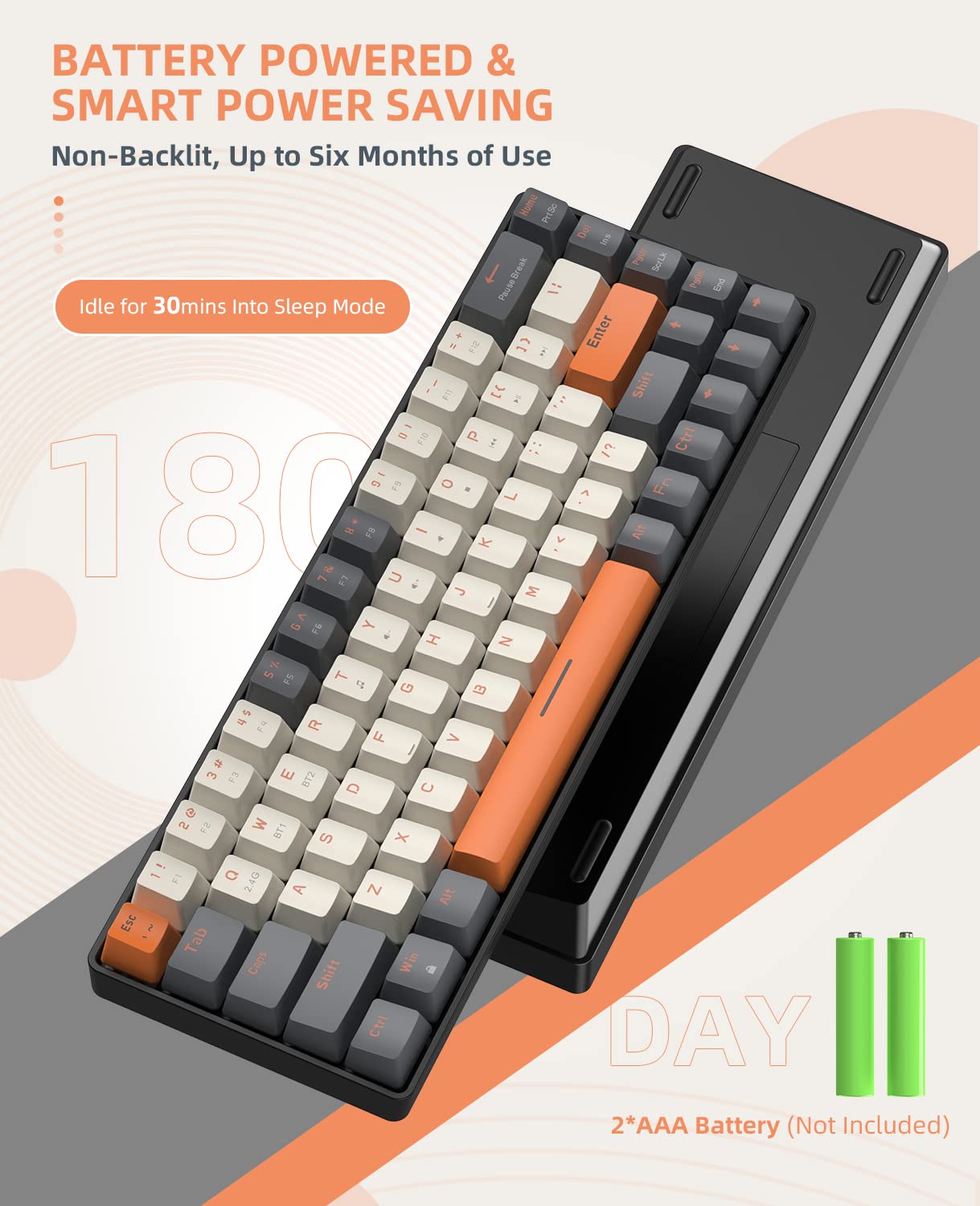K68 Kabellose Mechanische Gaming-Tastatur, Dual-Mode 2.4 GHz Wireless/Bluetooth 5.0, 60% Prozent Tastatur Hot-Swap-fähig Roter mit 2-in-1-Empfänger für PC/Mac/Smartphone
