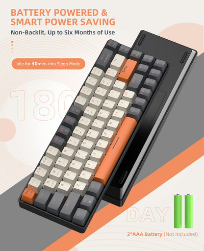 K68 Kabellose Mechanische Gaming-Tastatur, Dual-Mode 2.4 GHz Wireless/Bluetooth 5.0, 60% Prozent Tastatur Hot-Swap-fähig Roter mit 2-in-1-Empfänger für PC/Mac/Smartphone