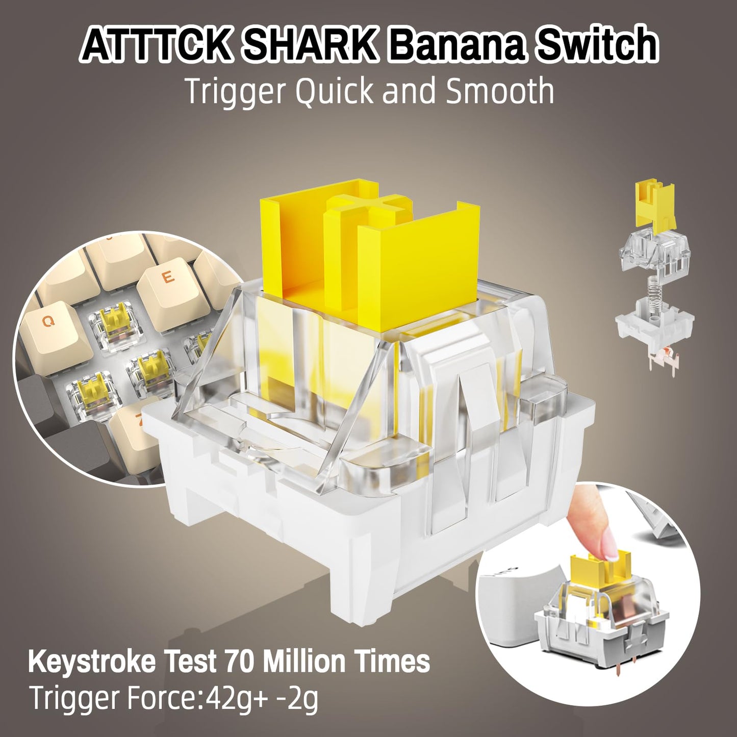 ATTACK SHARK K98 100-Tasten Hot-Swappable Mechanische Gaming-Tastatur, Bluetooth/2.4G Wireless/ Wired USB-C, 3000mAh Akku, RGB, Programmierbar Windows/PC/Mac