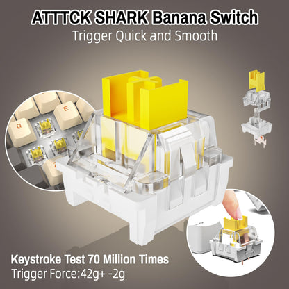 ATTACK SHARK K98 100-Tasten Hot-Swappable Mechanische Gaming-Tastatur, Bluetooth/2.4G Wireless/ Wired USB-C, 3000mAh Akku, RGB, Programmierbar Windows/PC/Mac