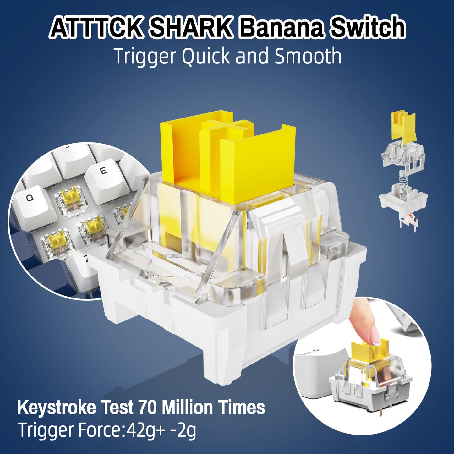 ATTACK SHARK K98 100-Tasten Hot-Swappable Mechanische Gaming-Tastatur, Bluetooth/2.4G Wireless/ Wired USB-C, 3000mAh Akku, RGB, Programmierbar Windows/PC/Mac