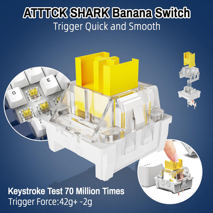 ATTACK SHARK K98 100-Tasten Hot-Swappable Mechanische Gaming-Tastatur, Bluetooth/2.4G Wireless/ Wired USB-C, 3000mAh Akku, RGB, Programmierbar Windows/PC/Mac