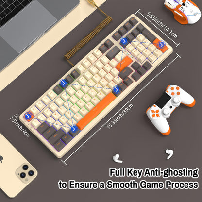 ATTACK SHARK K98 100-Tasten Hot-Swappable Mechanische Gaming-Tastatur, Bluetooth/2.4G Wireless/ Wired USB-C, 3000mAh Akku, RGB, Programmierbar Windows/PC/Mac
