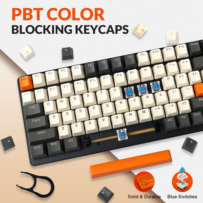 K3 Mechanische PC Gaming-Tastatur, Wired, LED-beleuchtet, Kompakte 100 Tasten Pad