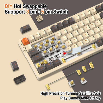 ATTACK SHARK K98 100-Tasten Hot-Swappable Mechanische Gaming-Tastatur, Bluetooth/2.4G Wireless/ Wired USB-C, 3000mAh Akku, RGB, Programmierbar Windows/PC/Mac