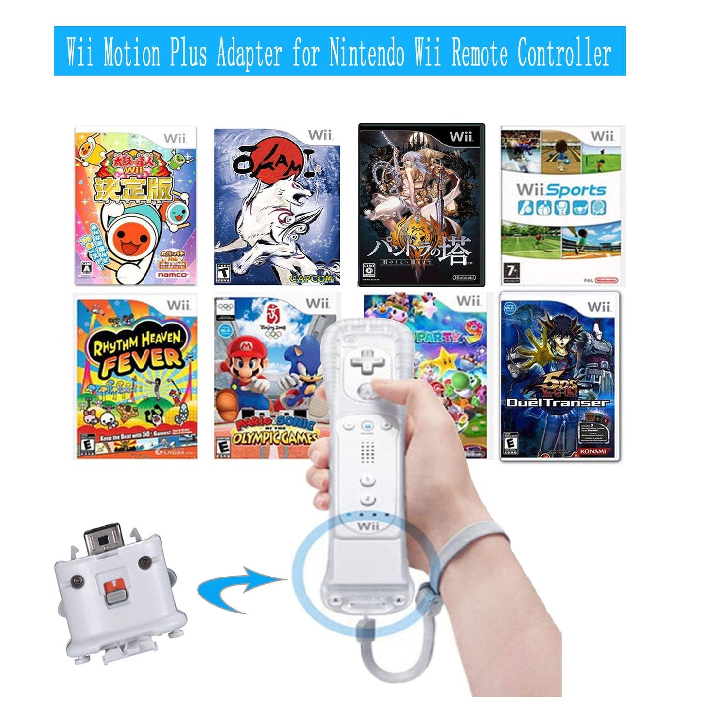 Adapter für Motion Plus Sensor Nintendo-Wii Controller Fernbedienung (weiß)