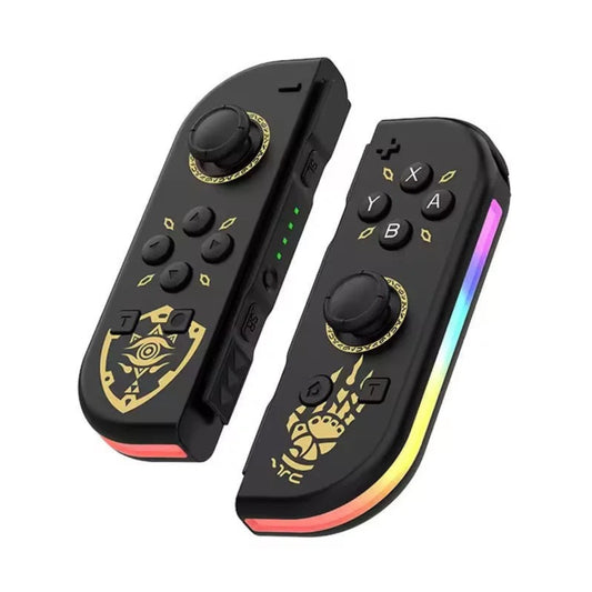 Joypad (L/R) kompatibel mit Switch, Gamepad Controller mit LED/Turbo/Wake-up/Screenshot/Bewegungssteuerung - Schwarz/Gold