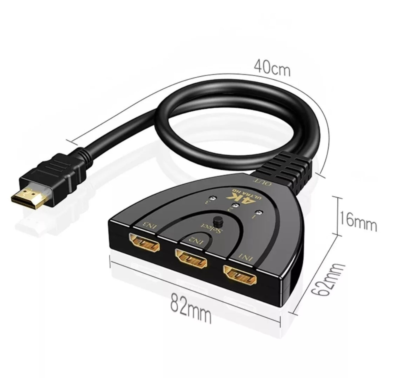 HDMI Splitter 3 in 1 Kabel Verteiler, UHD 4K, 60Hz Switch - Game-Kiosk