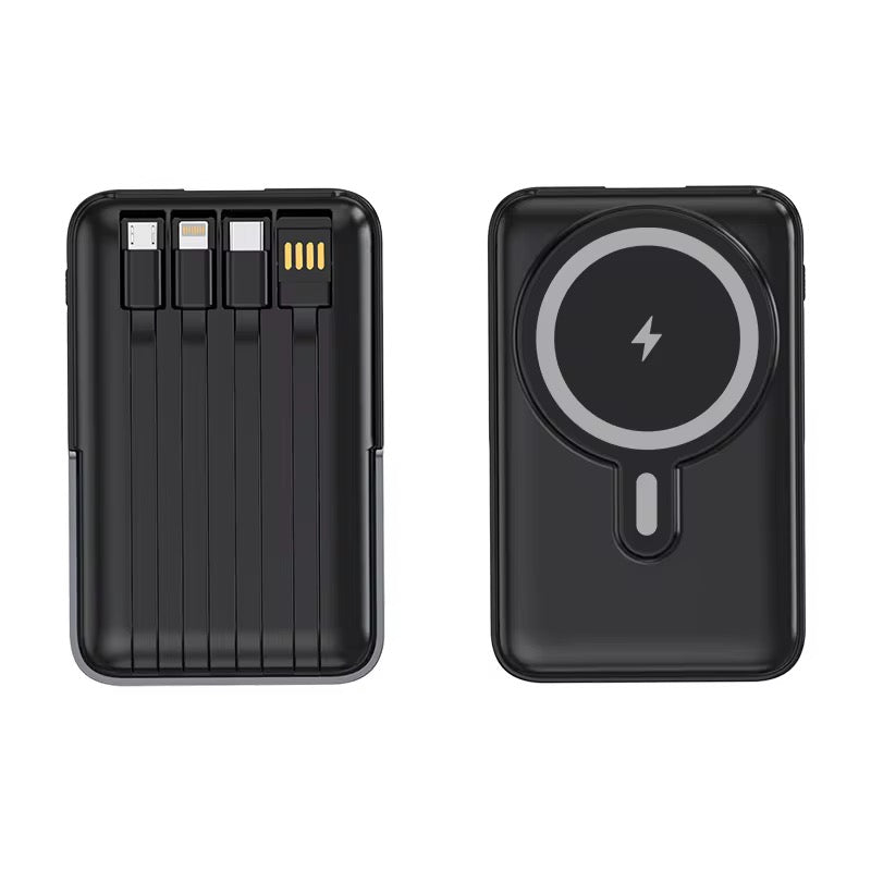 Power Bank Schwarz, 10000 mAh, inkl. 4 Kabel - Game-Kiosk