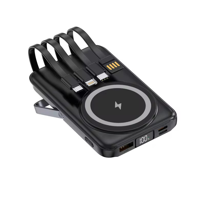 Power Bank Schwarz, 10000 mAh, inkl. 4 Kabel - Game-Kiosk