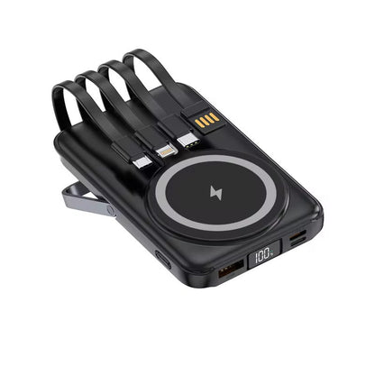 Power Bank Schwarz, 10000 mAh, inkl. 4 Kabel - Game-Kiosk