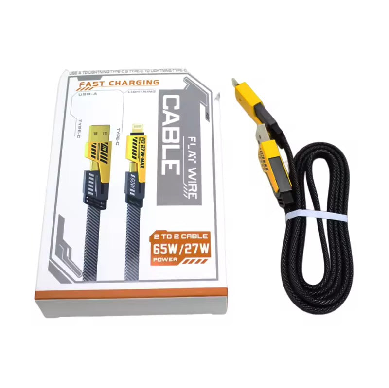 4-in-1 Flachdraht Ladekabel mit Schnellladung (65W) - Game-Kiosk