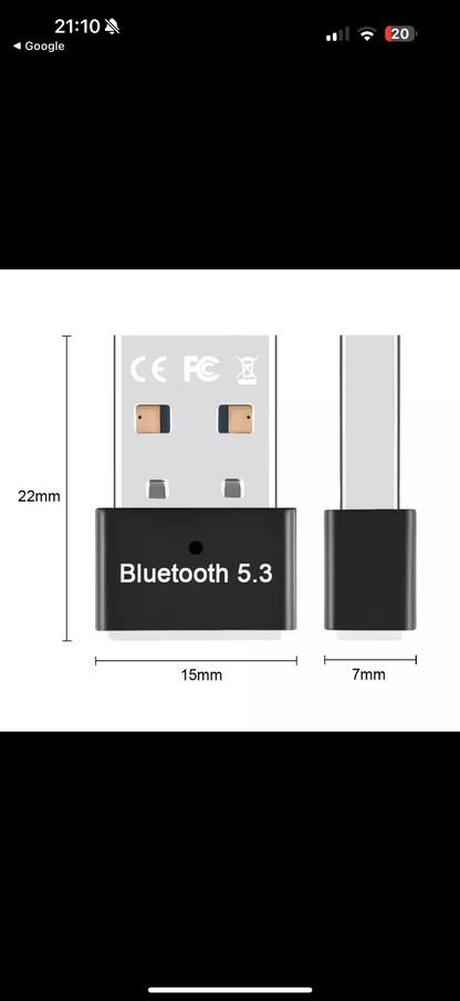 USB Bluetooth 5.3 Adapter, PC Dongle für Windows - Game-Kiosk
