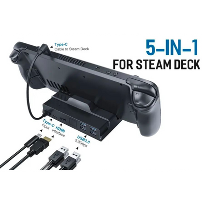 Docking Station mit LED für Steam Deck 100W 4K 30HZ HDMI USB 3.0 OLED - Game-Kiosk
