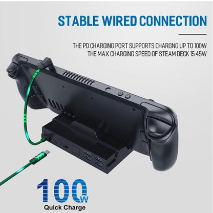 Docking Station mit LED für Steam Deck 100W 4K 30HZ HDMI USB 3.0 OLED - Game-Kiosk