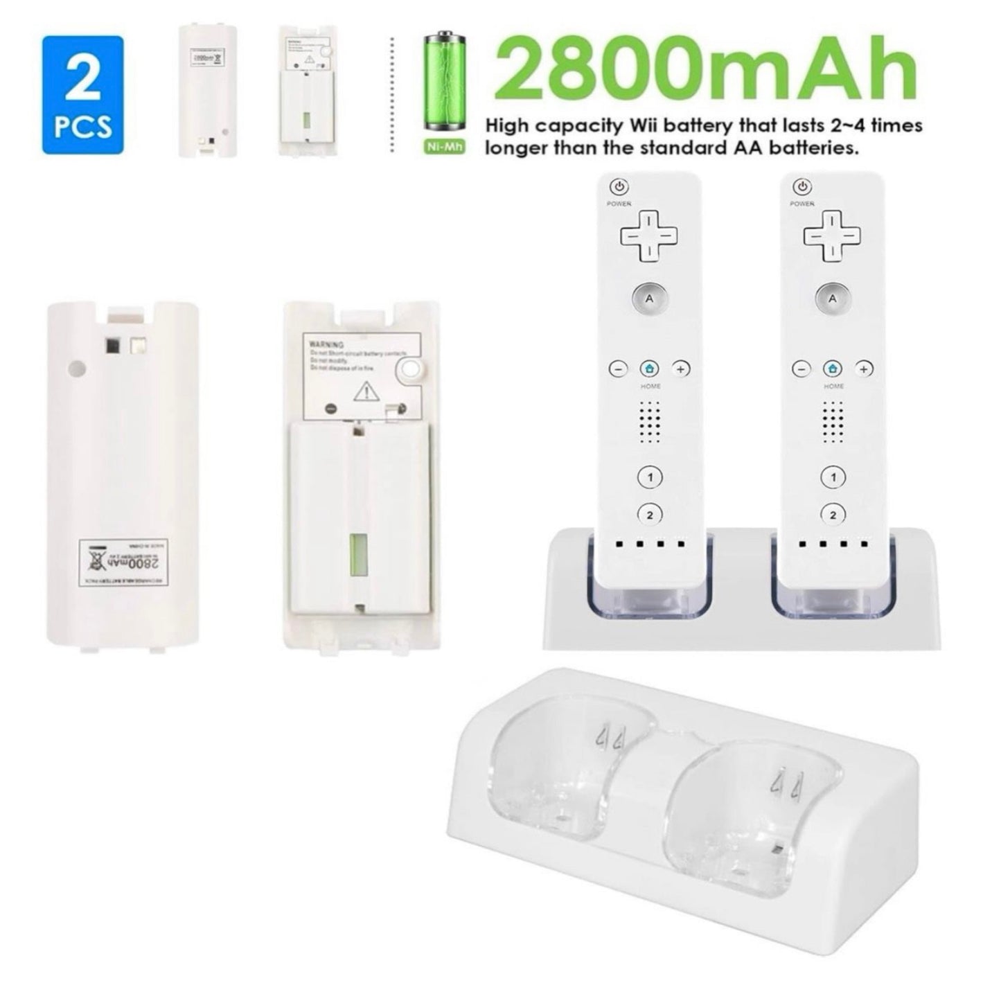 Ladestation inkl. Akkus für Nintendo Wii/U Controller/Fernbedienung - Game-Kiosk