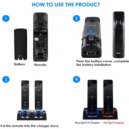 Ladestation inkl. Akkus für Nintendo Wii/U Controller/Fernbedienung - Game-Kiosk