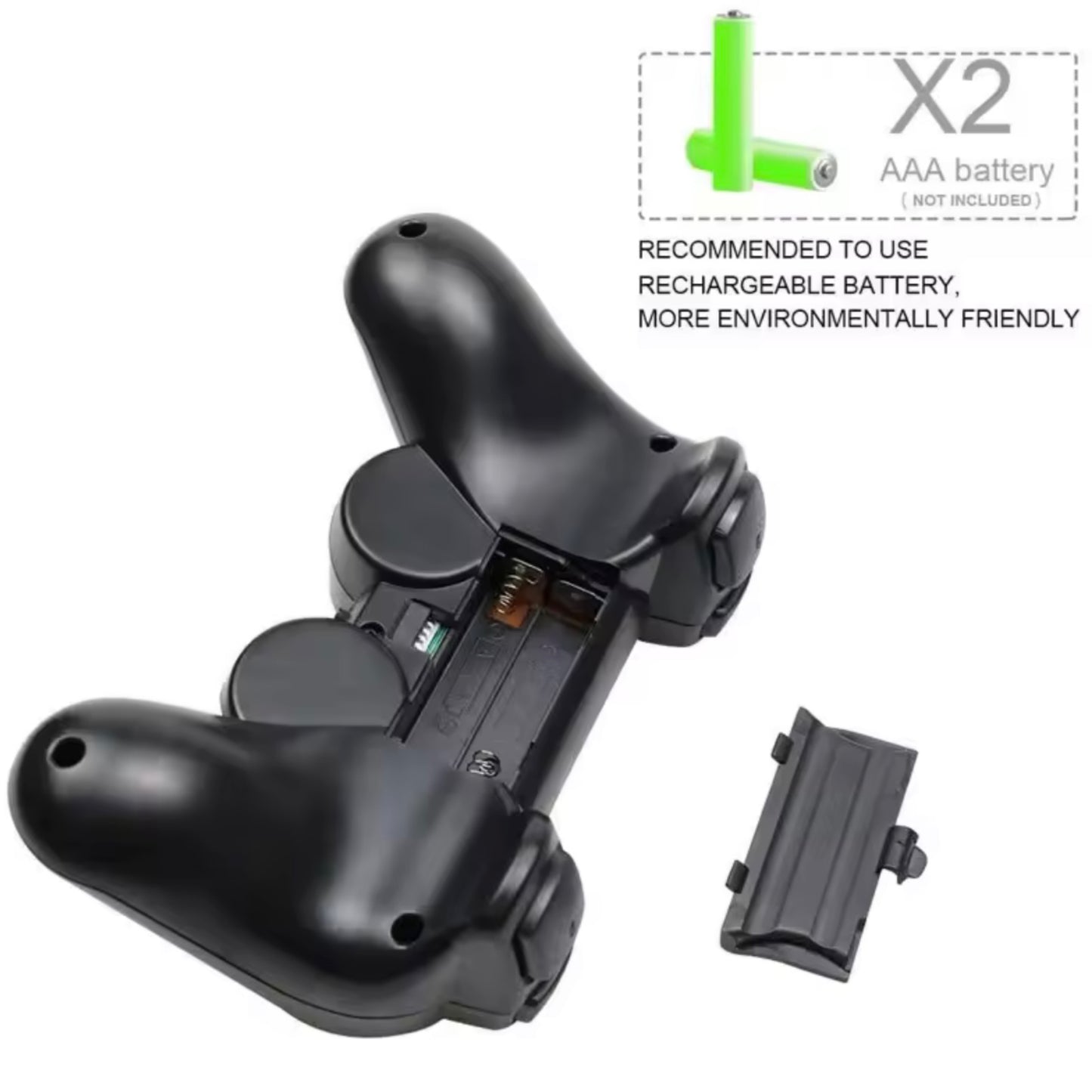 Schwarzer PS2 Controller mit Batterie AAA