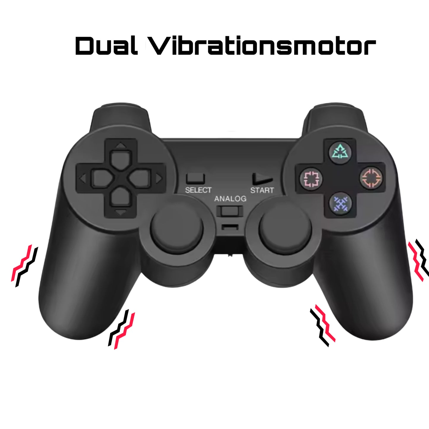 Wireless 2,4 GHz Gamecontroller für PS1/PS2 inkl. Empfänger - Schwarz