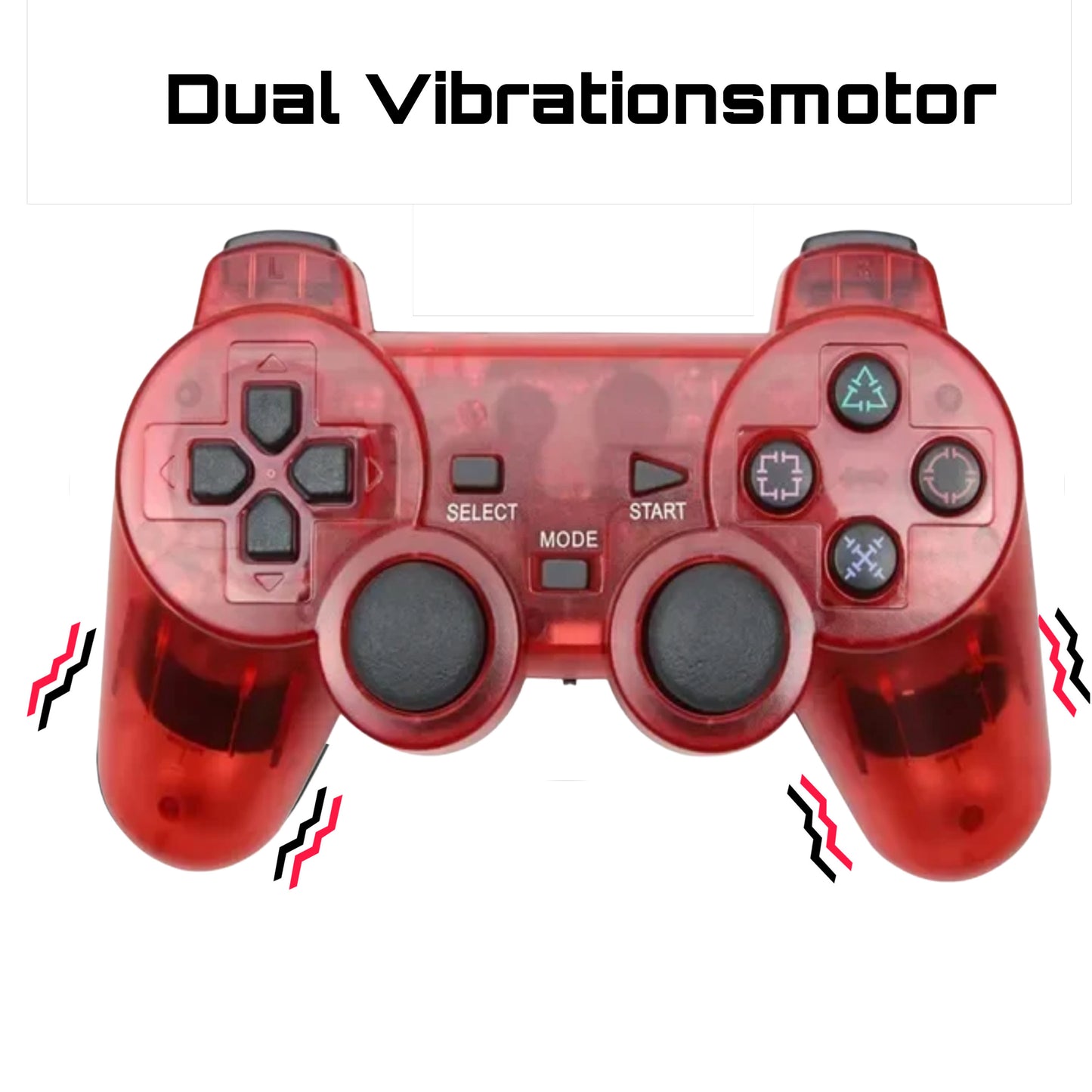 Wireless 2,4 GHz Gamecontroller für PS1/PS2 inkl. Empfänger - Rot