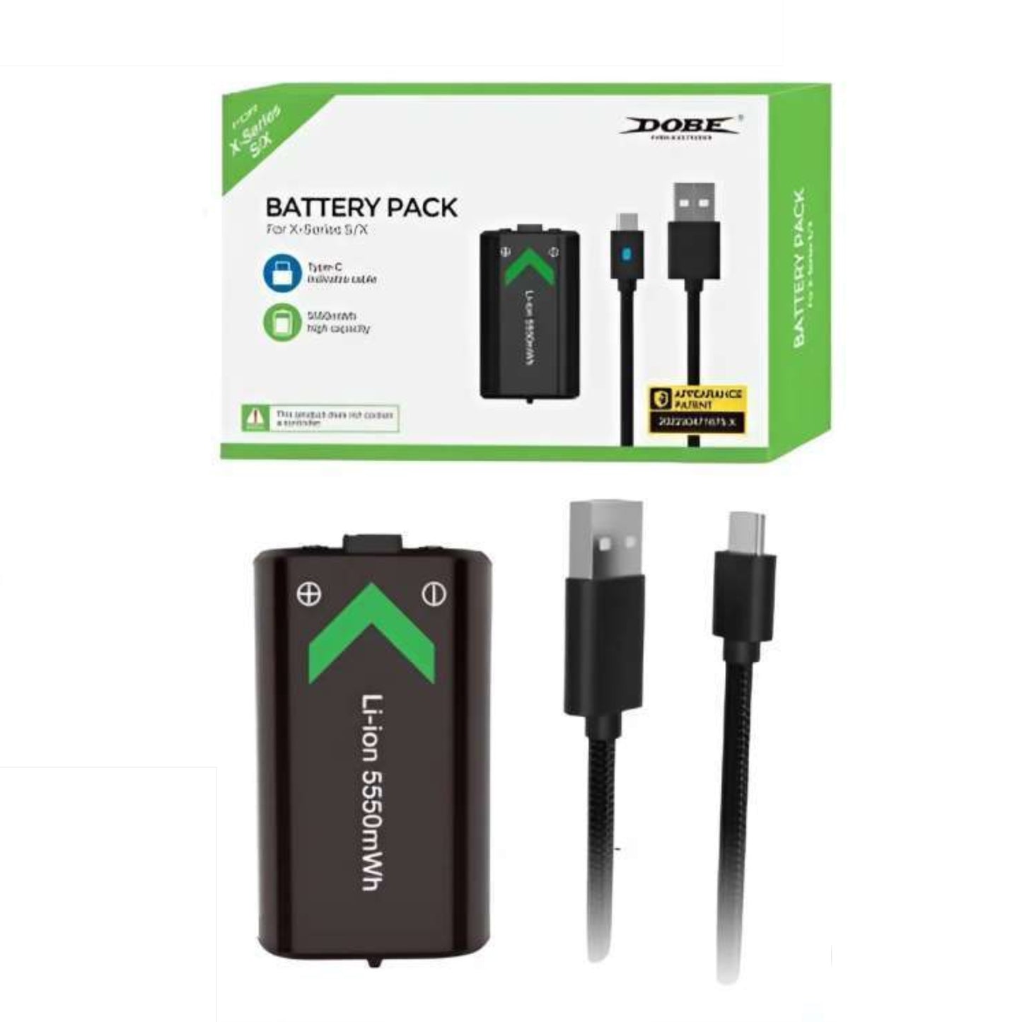 Akku für Xbox One - Series S/X Controller Batterie Pack 5550mWh inklusive 3m Kabel