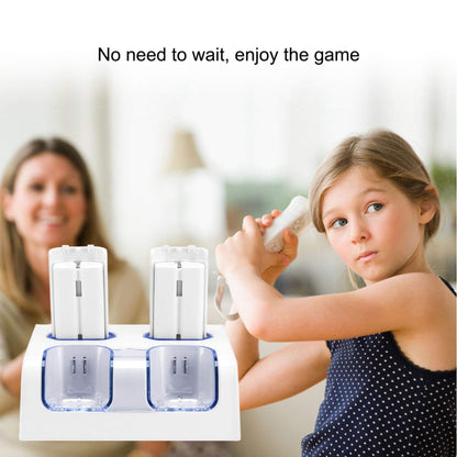 Ladestation für Wii-Controller mit vier Akkus Batterien - weiß
