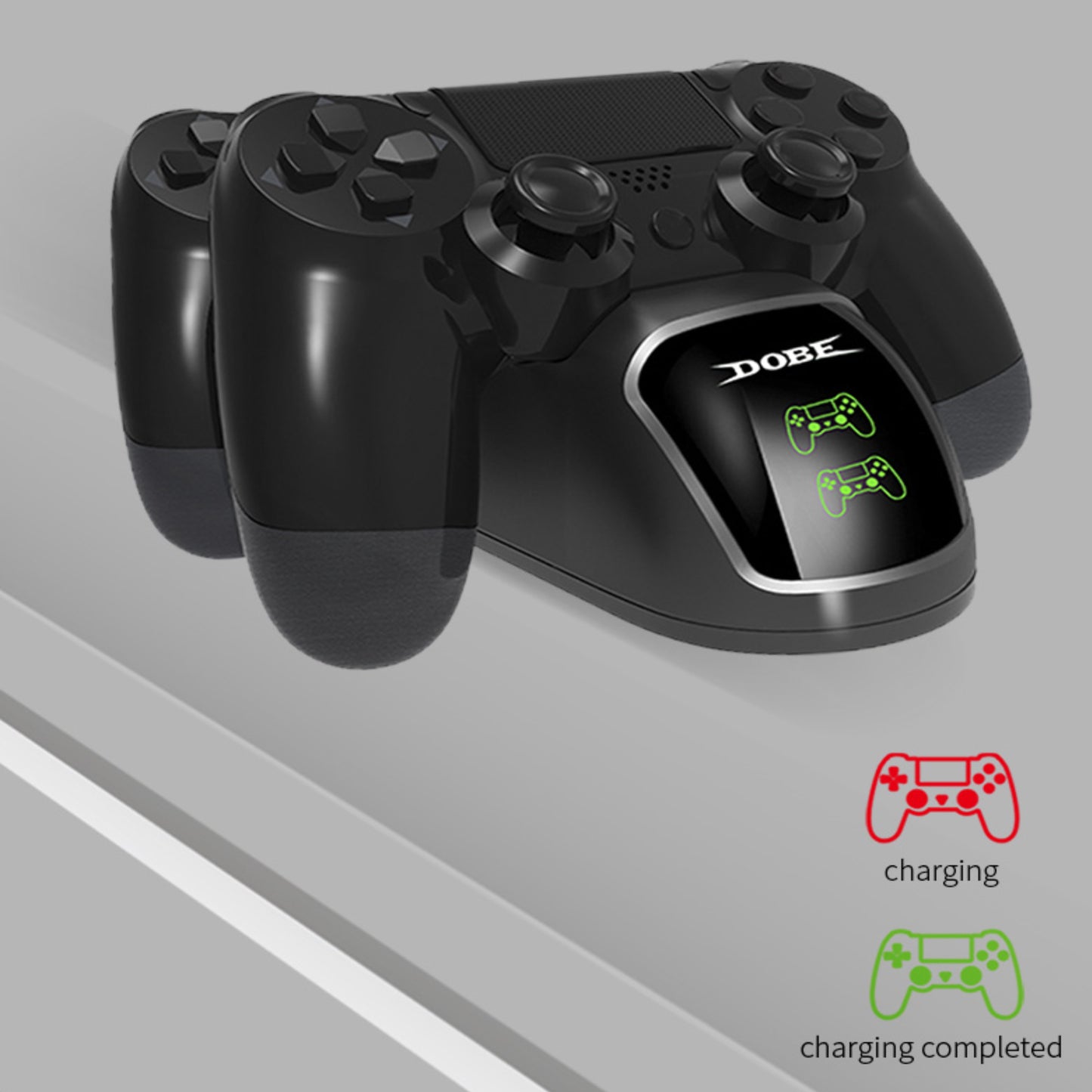 DOBE Ladestation für zwei Playstation 4/PS4 Slim/PS4 Pro DualShock Controller mit LED-Statusanzeige & Ladekabel