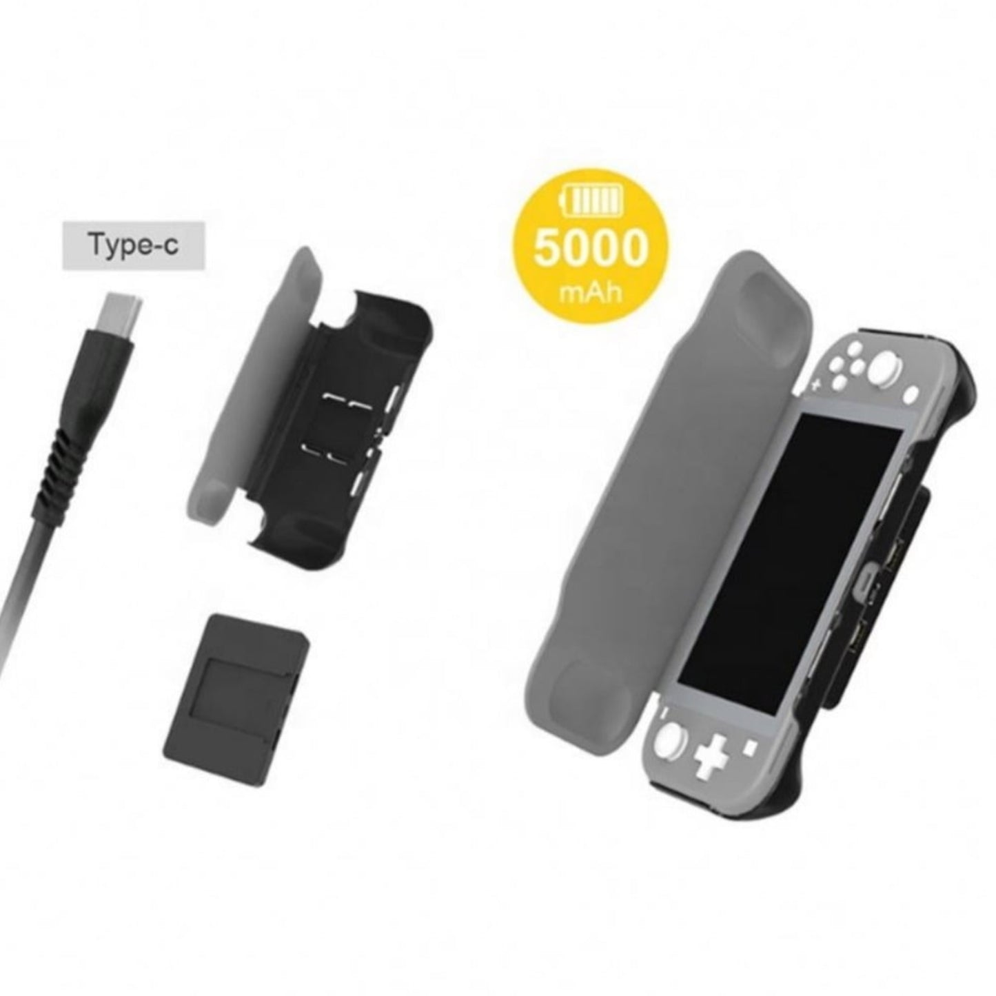 Schutzhülle Case mit integriertem Powerbank 5000-mAh-Akku für Nintendo Switch Lite Konsole