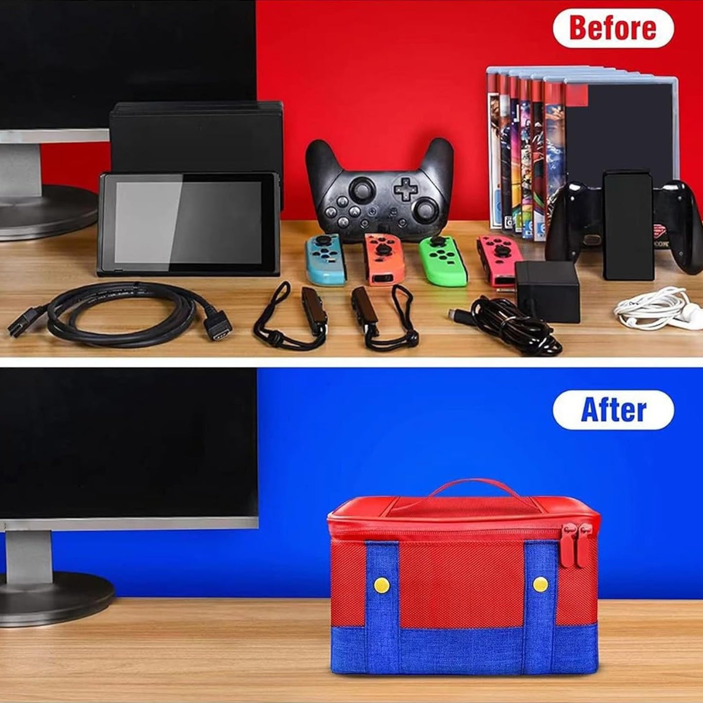 Tragetasche - Schutzhülle für Nintendo Switch / Lite & OLED Konsole & Zubehör Tasche Super Mario Style
