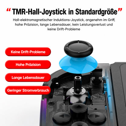 Joypad V2.0 TMR-Hall Effect Joystick (L/R) kompatibel mit Nintendo Switch / OLED, Gamepad Controller mit LED/Turbo/Wake-up/Screenshot/Six Axis - Schwarz