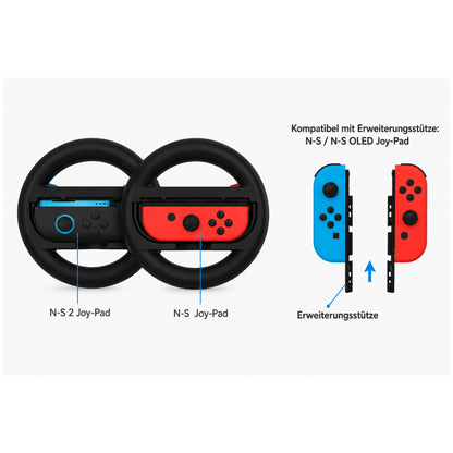 DOBE Racing Lenkrad Set für Nintendo Switch / OLED / Switch 2 Joy-Pad–Controller Wheel Griffe mit Erweiterungsschienen (2 Stück)
