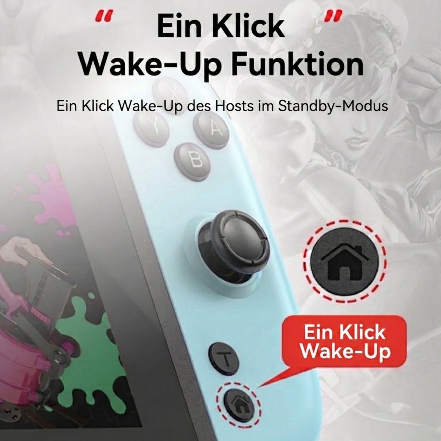 Joypad V2.0 TMR-Hall Effect Joystick (L/R) kompatibel mit Nintendo Switch / OLED, Gamepad Controller mit LED/Turbo/Wake-up/Screenshot/Six Axis - Schwarz