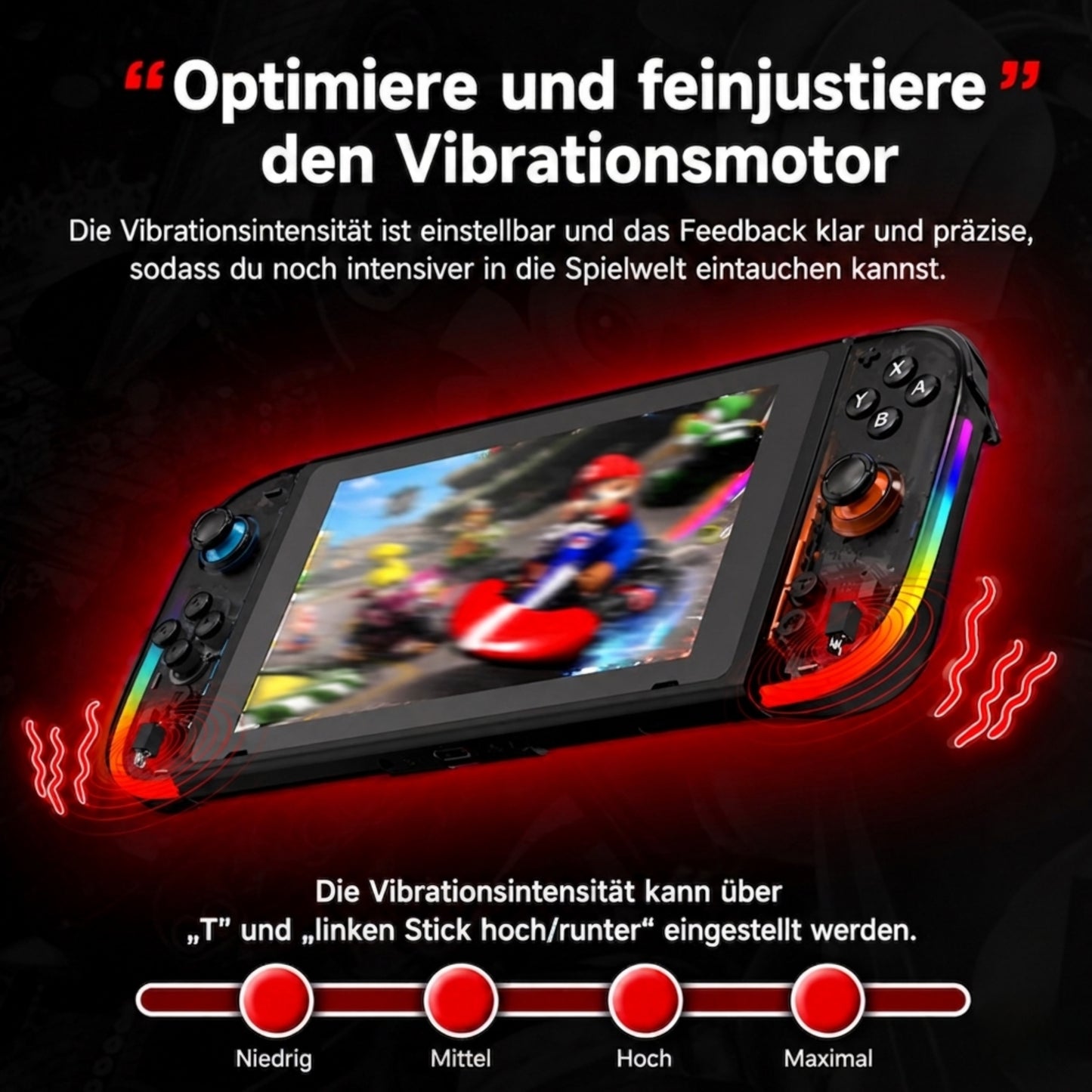 Joypad V2.0 TMR-Hall Effect Joystick (L/R) kompatibel mit Nintendo Switch / OLED, Gamepad Controller mit LED/Turbo/Wake-up/Screenshot/Six Axis - Schwarz