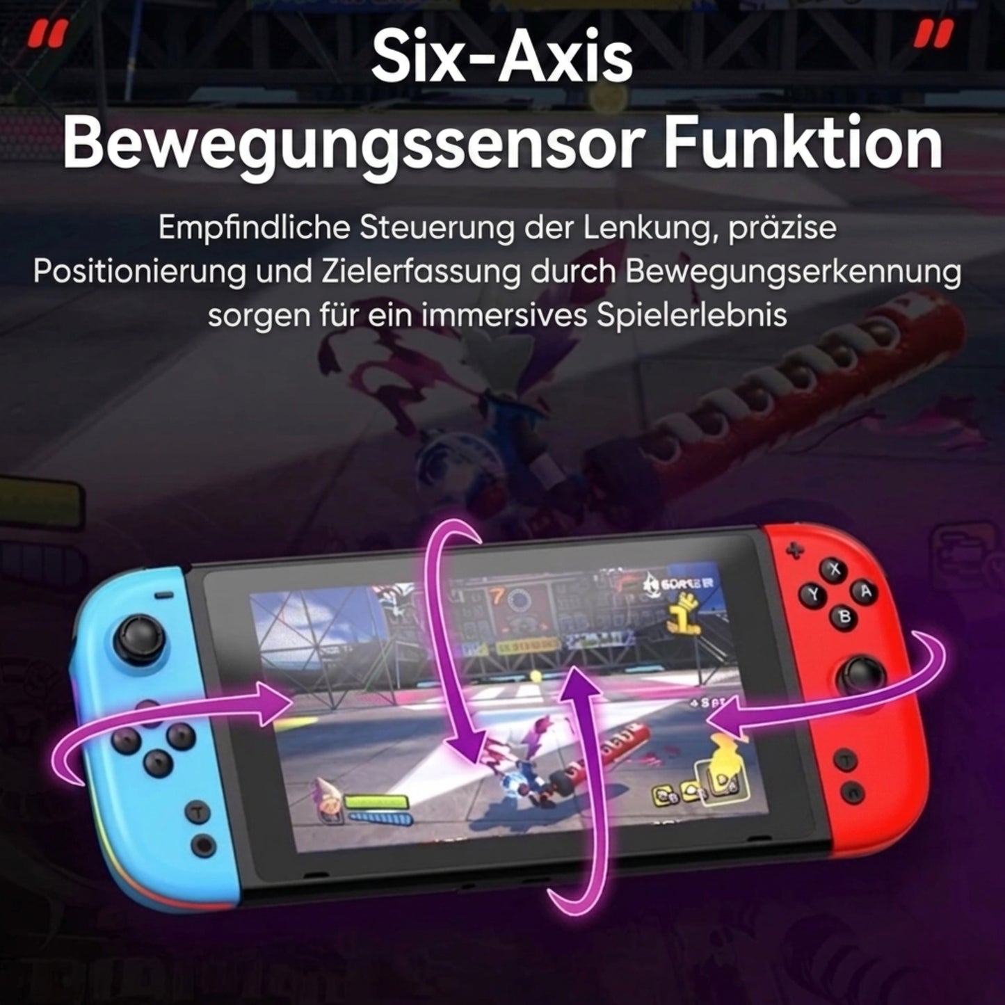 Joypad V2.0 TMR-Hall Effect Joystick (L/R) kompatibel mit Nintendo Switch / OLED, Gamepad Controller mit LED/Turbo/Wake-up/Screenshot/Six Axis - Schwarz