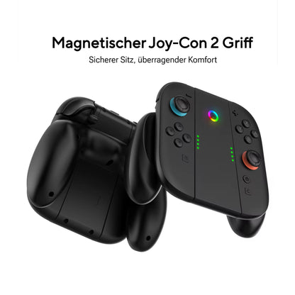 Magnetischer Ladegriff für Switch 2 – Ergonomischer Joy-Con Controller Halter mit LED-Ladefunktion & Ständer