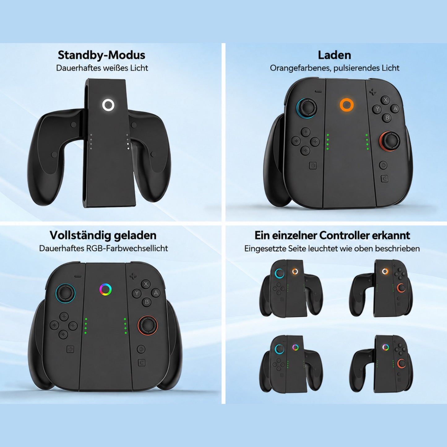 Magnetischer Ladegriff für Switch 2 – Ergonomischer Joy-Con Controller Halter mit LED-Ladefunktion & Ständer