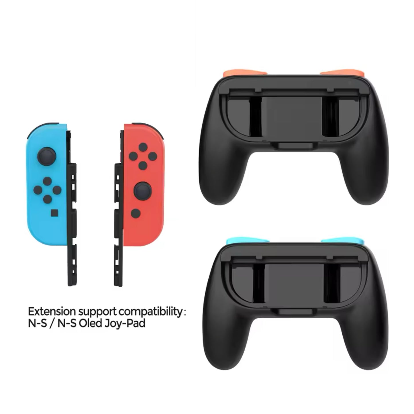 DOBE Controller Grip Set für Nintendo Switch / OLED / Switch 2 Joy-Con Handgriffe mit Erweiterungsschienen (2 Stück)