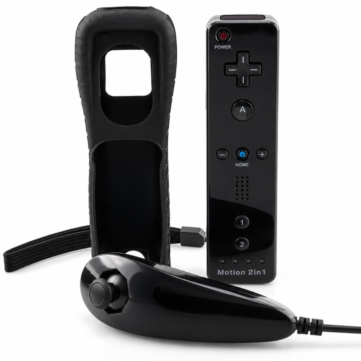 Schwarzer Controller-Set für Nintendo Wii und Wii U mit Motion Plus und Nunchuck