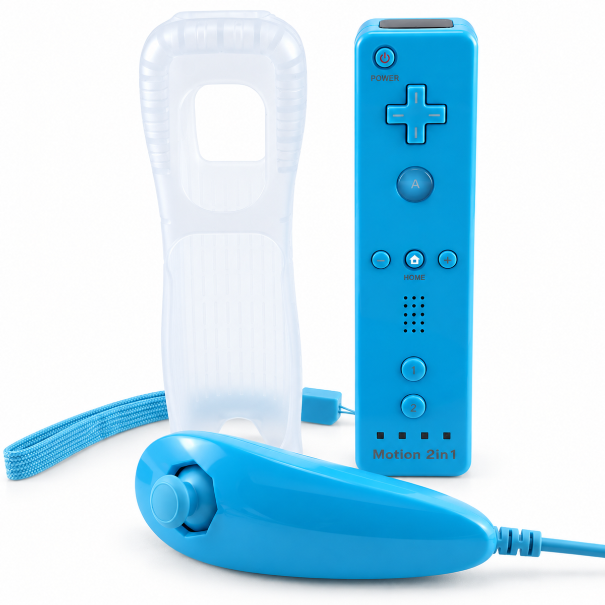Hellblauer Controller-Set für Nintendo Wii und Wii U mit Motion Plus und Nunchuck