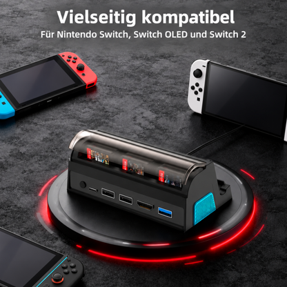 Docking Station für Nintendo Switch 2 | Switch & OLED mit 4k HDMI, USB-C, USB Hub & Spiele-Fach