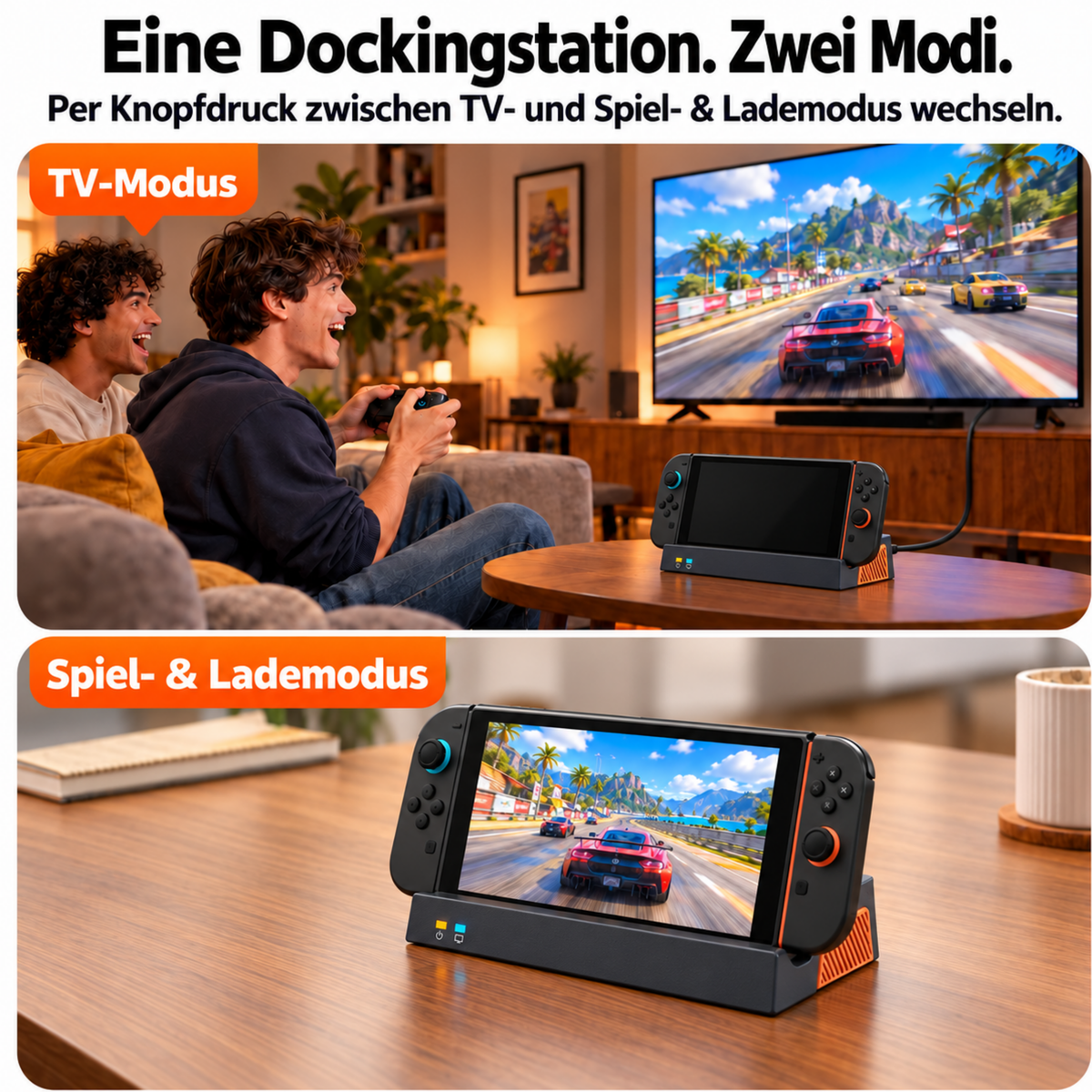 Docking Station für Nintendo Switch 2 | Switch & OLED mit 4k HDMI, USB-C, USB Hub & Spiele-Fach